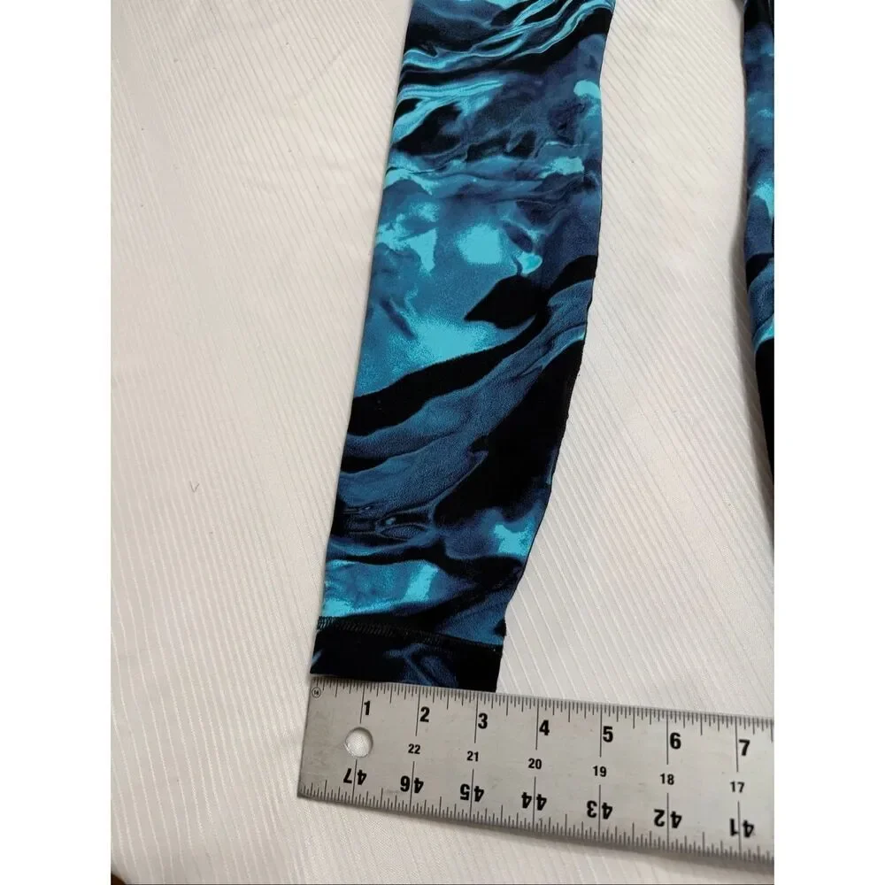 Lululemon Blue and Black Marble Print Leggings Size 6